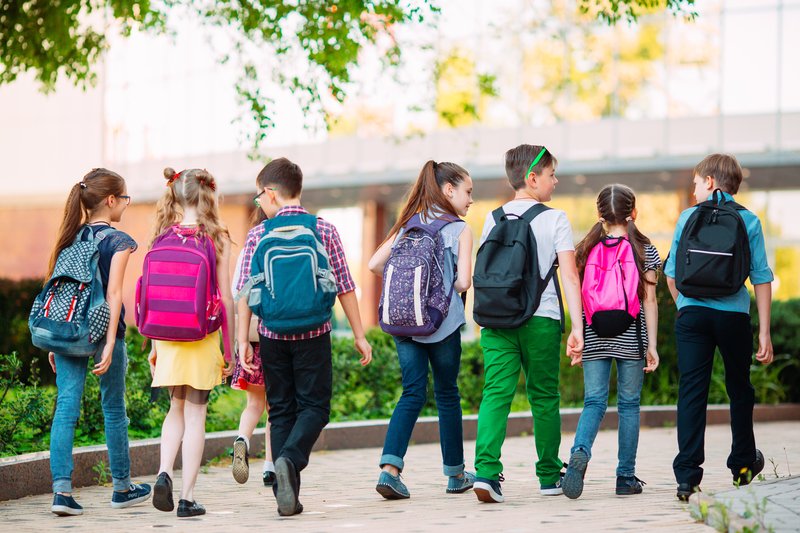 School Kids Walking in a Line
